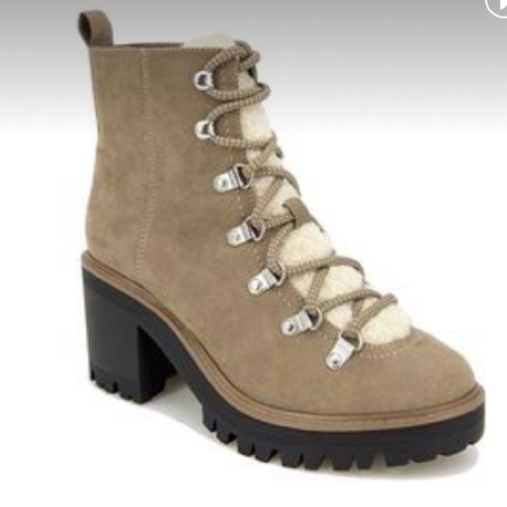 Esprit Flynn Women's booties Heeled Combat with faux suede/ faux fur NEW 8.5